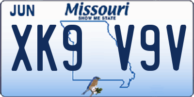 MO license plate XK9V9V