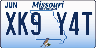 MO license plate XK9Y4T