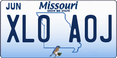 MO license plate XL0A0J