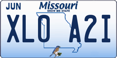 MO license plate XL0A2I