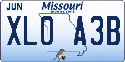 MO license plate XL0A3B