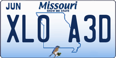 MO license plate XL0A3D