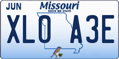 MO license plate XL0A3E