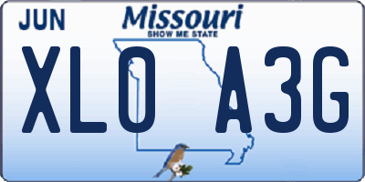 MO license plate XL0A3G