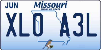 MO license plate XL0A3L