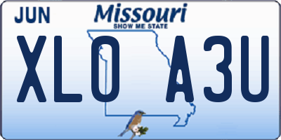 MO license plate XL0A3U