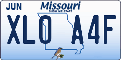 MO license plate XL0A4F