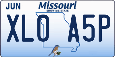 MO license plate XL0A5P