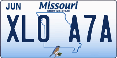 MO license plate XL0A7A