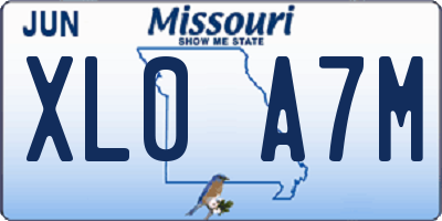 MO license plate XL0A7M