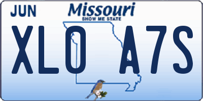 MO license plate XL0A7S