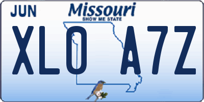 MO license plate XL0A7Z