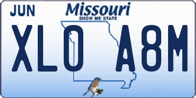 MO license plate XL0A8M