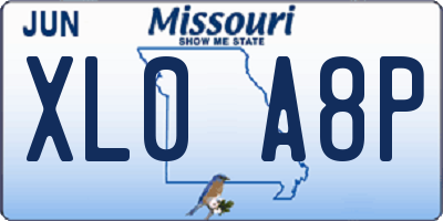 MO license plate XL0A8P