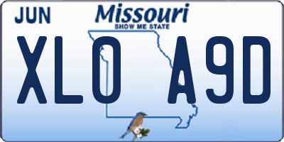 MO license plate XL0A9D