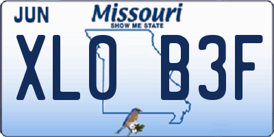 MO license plate XL0B3F
