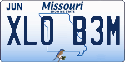 MO license plate XL0B3M