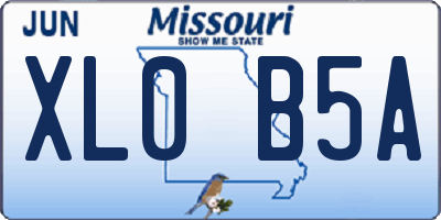 MO license plate XL0B5A