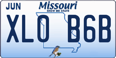 MO license plate XL0B6B