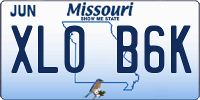 MO license plate XL0B6K
