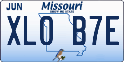 MO license plate XL0B7E