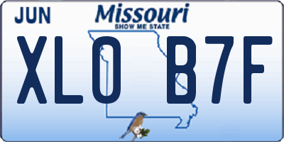MO license plate XL0B7F