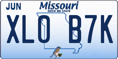 MO license plate XL0B7K