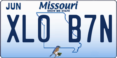 MO license plate XL0B7N