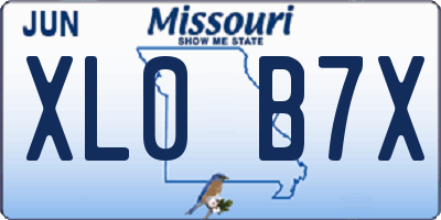 MO license plate XL0B7X