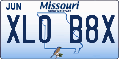 MO license plate XL0B8X