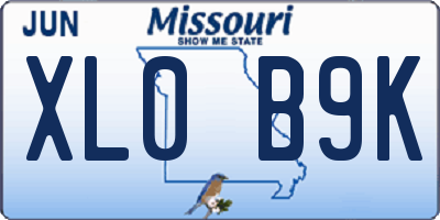 MO license plate XL0B9K