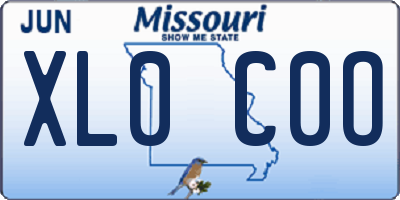 MO license plate XL0C0O