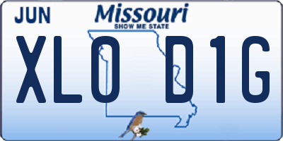MO license plate XL0D1G