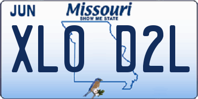 MO license plate XL0D2L