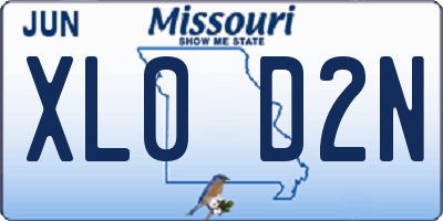 MO license plate XL0D2N