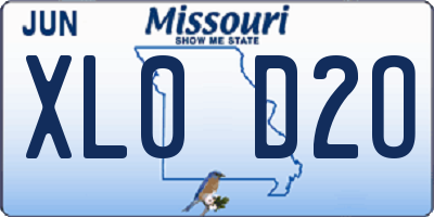 MO license plate XL0D2O