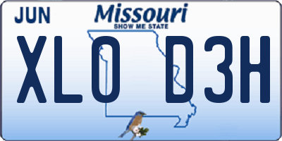 MO license plate XL0D3H