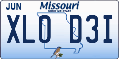 MO license plate XL0D3I