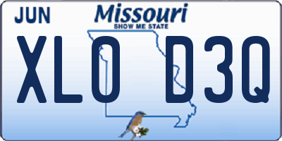 MO license plate XL0D3Q