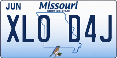 MO license plate XL0D4J