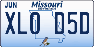 MO license plate XL0D5D