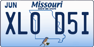 MO license plate XL0D5I