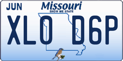 MO license plate XL0D6P