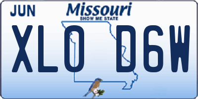 MO license plate XL0D6W