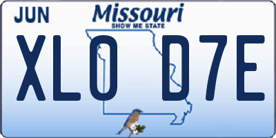 MO license plate XL0D7E