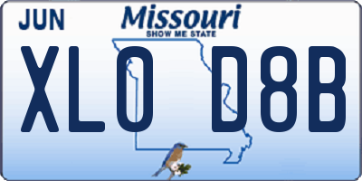 MO license plate XL0D8B