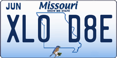 MO license plate XL0D8E