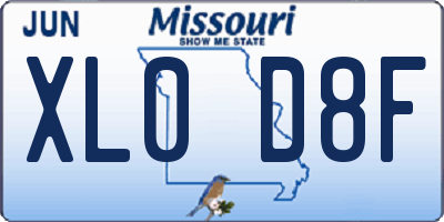 MO license plate XL0D8F