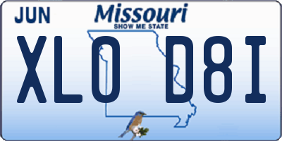 MO license plate XL0D8I