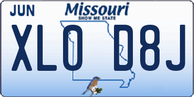 MO license plate XL0D8J